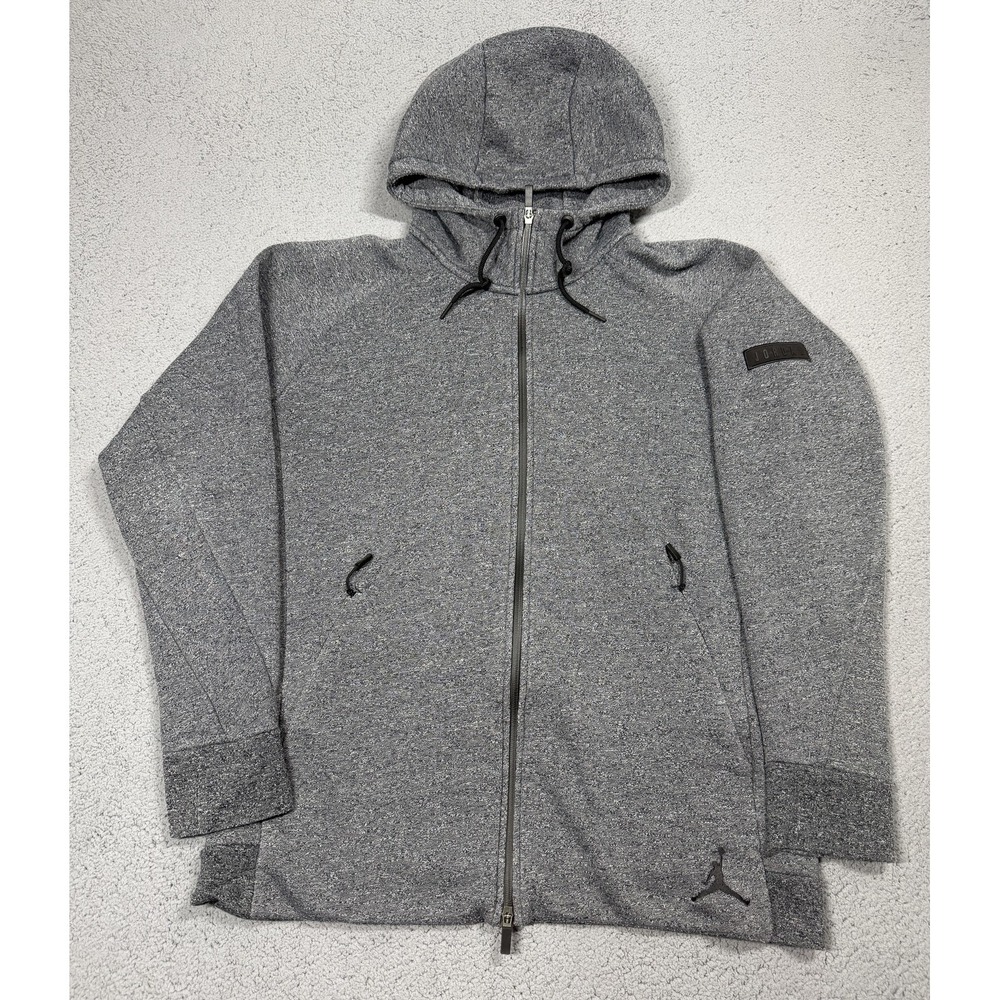 Jordan Hoodie Mens XL Gray Full Zip Fleece‎ Pockets Jumpman Logo 809470-010